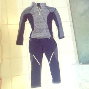 Avia workout top and bottom active wear blue gray